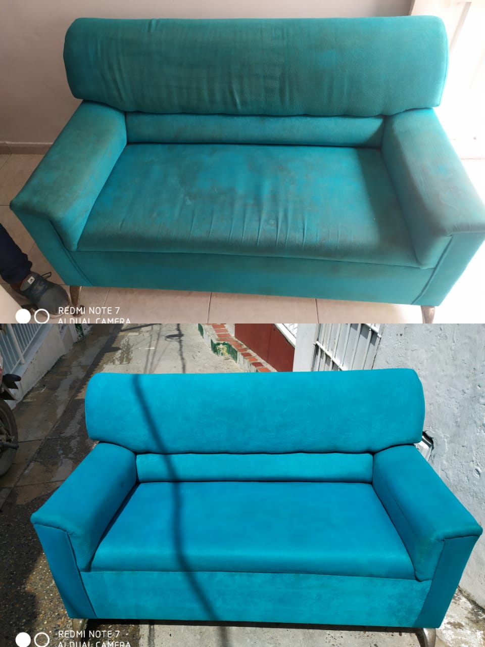 Antes y después de lavado de muebles en Cartagena