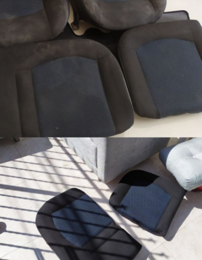 Antes y después de asientos de auto lavados a domicilio en Cartagena